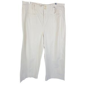 A New Day Off-White Wide Leg Crop Relaxed Hip Thigh Stretch Womens Pants 16R NWT